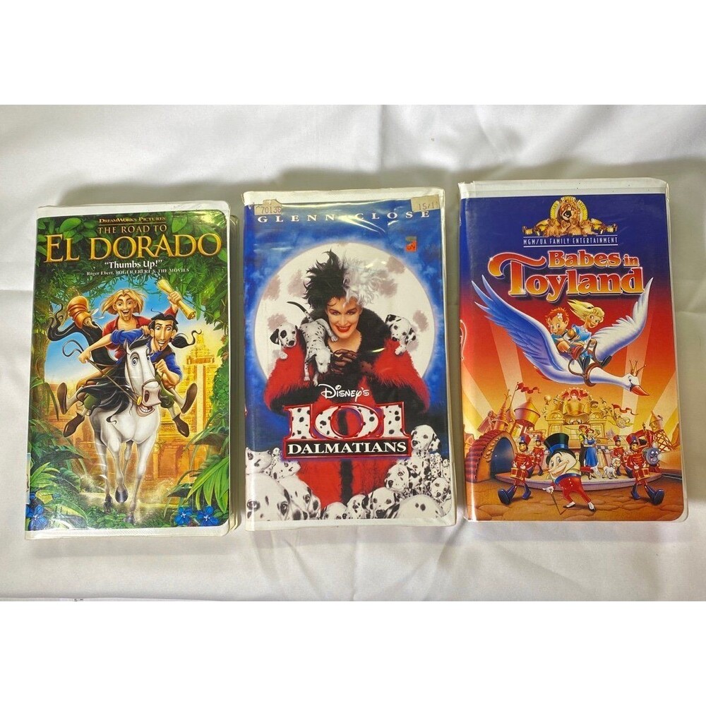 VHS 3 Pack Bundle, Babes in Toyland, 101 Dalmatians, The Road to El Dorado